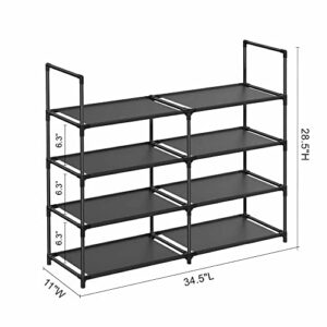 Abincee Shoe Rack Stackable Shoe Organizer Storage 12-16 Pairs Shoe Shelf for entryway Closet Hallway (4-Tier)