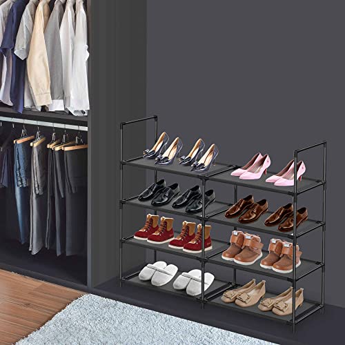 Abincee Shoe Rack Stackable Shoe Organizer Storage 12-16 Pairs Shoe Shelf for entryway Closet Hallway (4-Tier)