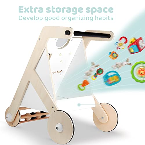 Beright Wooden Baby Walker with Roller, Push and Pull Learning Activity Walker, Multi-Functional Kids’ Activity Toy, Multiple Activities Center, Develops Motor Skills & Stimulates Creativity