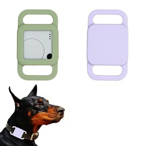 silicone tile dog collar holder for tile mate 2020 & 2018, 2 pack tile case protective cover for pet dog cat (avocado green/purple)