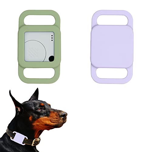 Silicone Tile Dog Collar Holder for Tile Mate 2020 & 2018, 2 Pack Tile Case Protective Cover for Pet Dog Cat (Avocado Green/Purple)