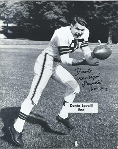 Dante Lavelli HOF Cleveland Browns Signed/Inscribed 8x10 B/W Photo JSA 150372 - Autographed NFL Photos