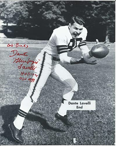 Dante Lavelli HOF Cleveland Browns Signed/Inscribed 8x10 B/W Photo JSA 150371 - Autographed NFL Photos