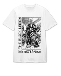 bioworld warhammer 40000 black and white black legion men's white graphic tee-xxl