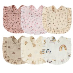 smarbore 6 pack muslin baby bibs, baby bandana drool bibs 100% muslin cotton multi-use scarf bibs for teething and drooling