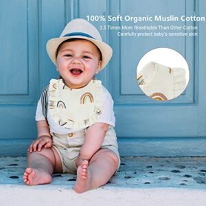 Smarbore 6 Pack Muslin Baby Bibs, Baby Bandana Drool Bibs 100% Muslin Cotton Multi-Use Scarf Bibs for Teething and Drooling