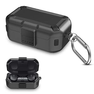 toluohu case for bose quietcomfort earbuds case with lock, shock-absorbing protective pc+tpu security lock case cover compatible with bose quietcomfort earbuds for men women with keychain (black)
