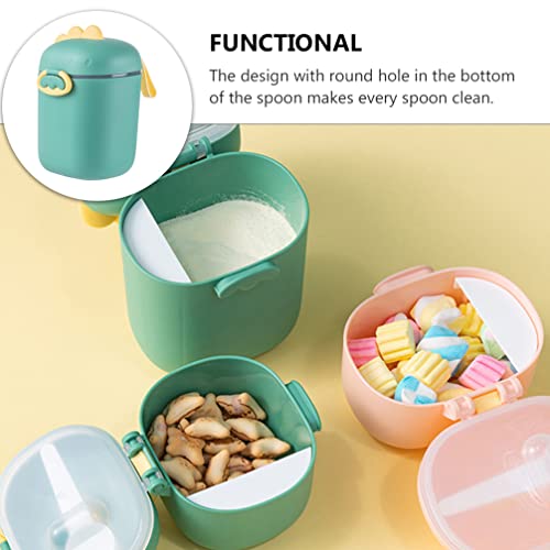 Formula Dispenser with Scoop, Dinosaur Formula Container Portable Milk Powder Storage Box with Handle Fruit Snack Food Holder for Travel Outdoor (L)