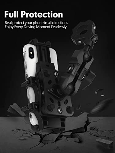 ZIDIYORUO Motorcycle ATV Phone Holder, Aluminum Heavy Duty Phone Mount for Motorcycle Universal 7/8"-9/8" Handlebars, Fit for All iPhone 14 13 12 Pro Max Android Samsung Smart Devices