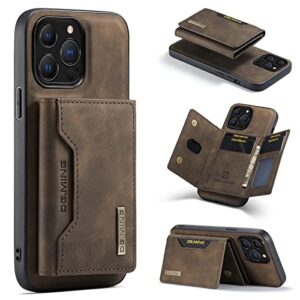 szhaiyu leather wallet phone cases compatible with iphone 14 pro max case with card holder men 6.7'' 2 in 1 detachable back cover (coffee,ip 14 pro max)