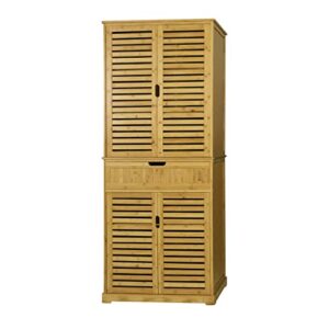 mupater kitchen pantry storage cabinet microwave hutch, 72'' freestanding bamboo hutch cabinet buffet cupboard tall with drawer and doors for home kitchen living room