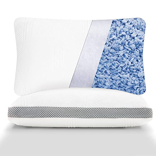 4R Pillows Queen Size Set of 2 - Cooling Shredded Memory Foam Pillow - Firm and Soft Adjustable Bed Pillow for Sleeping - Bamboo Pillow for Back/Stomach/Side Sleepers - Oeko-TEX Certified