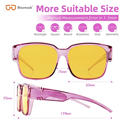 Bloomoak Polarized Large Fit Over Night Driving Glasses/ 2023 Updated AR-Coated Anti Glare/Oversized Night Vision Glasses Over Glasses