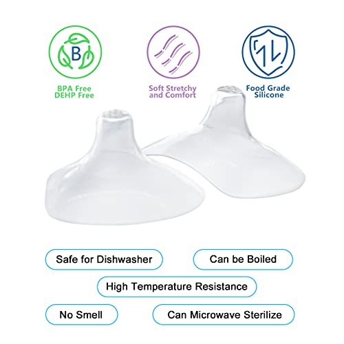 Loveishere Nippleshield Premium Contact Silicone Nipple Shields for Breastfeeding Nursing Difficulties or Flat Inverted Nipples, with Carry Case 2 PC