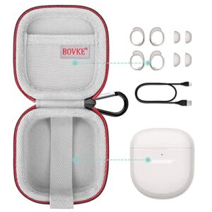 BOVKE Carrying Case for Bose QuietComfort Earbuds II/Bose QC Earbuds 2 Wireless Noise Cancelling in-Ear Headphones, Extra Mesh Pocket for Cables and Eartips, Black (Case Only)