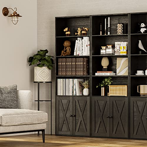 IRONCK Industrial Bookshelves and Bookcases with Doors Floor Standing 6 Shelf Display Storage Shelves 70 in Tall Bookcase Home Decor Furniture for Home Office, Living Room