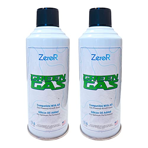 ZeroR® Green Gas | Fuel for Airsoft Pistols | 2 Cans - 13.5 fl oz Each (11.8 oz by Total Weight)