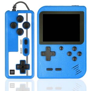 hikonia handheld game console,portable retro video game console with 500 classical fc games,3.0 inches screen,1020mah rechargeable battery,support for tv & two players,gift for kids & adult(blue)