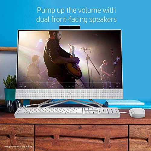 HP All-in-One Desktop Computer, 22" FHD Display, Intel Celeron G5900T, DVD-Writer, 4 USB Ports, AC WiFi, HDMI, Bluetooth, Windows 11 Home (22, 16GB RAM | 512GB SSD, White)