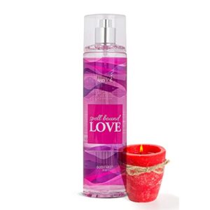 body spray for women, womens perfume fragrance body mist and sprays, women's romantic luxury scented holiday gifts and birthday presents, 8 oz fine mist spray bottle (spell bound love)