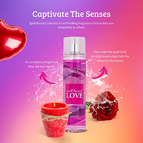 Body Spray For Women, Womens Perfume Fragrance Body Mist And Sprays, Women's Romantic Luxury Scented Holiday Gifts and Birthday Presents, 8 oz Fine Mist Spray Bottle (Spell Bound Love)