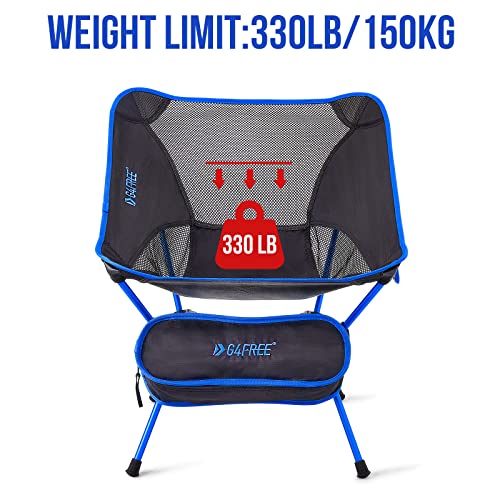 G4Free Camping Chairs, Ultralight Compact Backpacking Folding Chairs Lawn Chairs Heavy Duty 330lbs with Side Pockets Packable for Outdoor Camp Travel Beach Picnic Travel Hiking Navy Blue