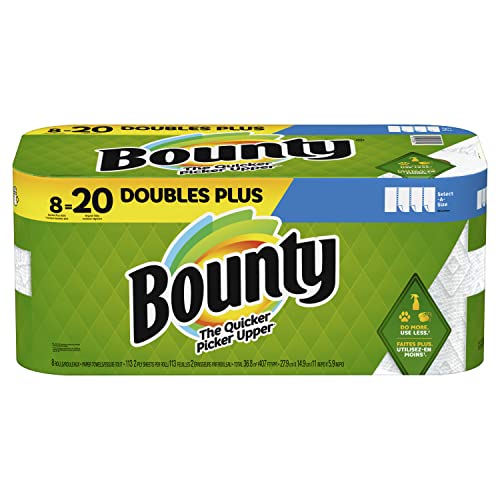 Bounty Select-A-Size Paper Towels, White, 8 Double Plus Rolls = 20 Regular Rolls