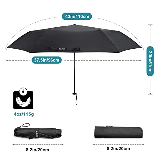 G4Free Travel Umbrella Compact Ultralight Carbon Fiber Super Slim Small Mini UV Sun Umbrellas - Weighs Only 4 oz