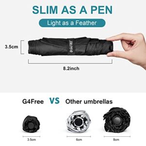 G4Free Travel Umbrella Compact Ultralight Carbon Fiber Super Slim Small Mini UV Sun Umbrellas - Weighs Only 4 oz