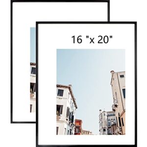 16x20 aluminum picture frame - plexiglass - thin edge - black - 2 packs - wall mounted - hang vertically & horizontally