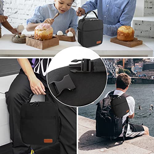 Femuar Lunch Box for Men Women Adults, Small Lunchbox for Work Picnic - Reusable Lunch bag Portable Lunch tote, Black