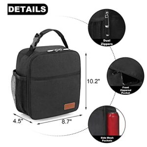 Femuar Lunch Box for Men Women Adults, Small Lunchbox for Work Picnic - Reusable Lunch bag Portable Lunch tote, Black