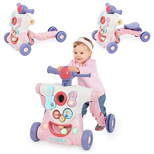 Baby Sit-to-Stand Learning Walker, 3 in 1 Baby Walker for Boys Girls Toddlers, Educational Baby Push Walkers with Entertainment Activity Center, Baby Music Learning Toy Gift for Infant Boys Girls