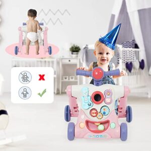 Baby Sit-to-Stand Learning Walker, 3 in 1 Baby Walker for Boys Girls Toddlers, Educational Baby Push Walkers with Entertainment Activity Center, Baby Music Learning Toy Gift for Infant Boys Girls