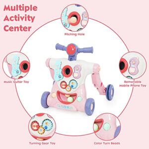 Baby Sit-to-Stand Learning Walker, 3 in 1 Baby Walker for Boys Girls Toddlers, Educational Baby Push Walkers with Entertainment Activity Center, Baby Music Learning Toy Gift for Infant Boys Girls