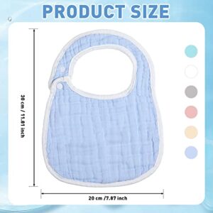 Yahenda 24 Pcs Snap Muslin Baby Drool Bibs Teething Bibs Cloths Adjustable Scarf Bibs 8 Layer Absorbent Cotton Bibs for Newborn Infants Toddlers Boys Girls