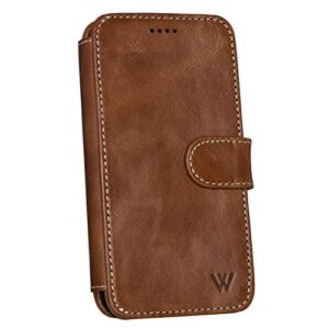 wilken iphone 14 pro leather wallet case with detachable magnetic phone case | compatible with magsafe and all wireless charging accessories | genuine leather magnetic wallet case (14 pro, brown)
