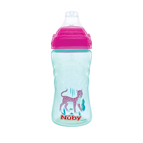 Nuby No Spill Printed Thirsty Kids No-Spill Sip-it Sport Cup with Soft Spout and Lid - 12oz / 360 ml, 12+ Months, Single Pack of 1, Print May Vary