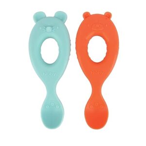 nuby 2-pack silicone easy grip animal character spoons - 6+ months