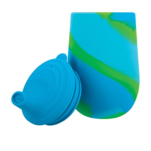 Nuby Silicone Tie-dye First Training Cup with Free Flow Soft Spout - 6oz, 6+ Months, Blue/Green