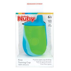 Nuby Silicone Tie-dye First Training Cup with Free Flow Soft Spout - 6oz, 6+ Months, Blue/Green