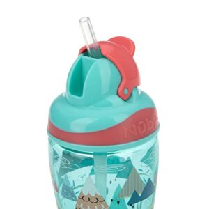 Nuby 2pkThirsty Kids No-Spill Flip-it Printed Boost Cup with Thin Soft Straw - 12oz, 18+ Months, 2pack Print May Vary