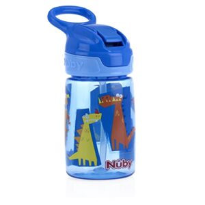 Nuby Kid’s Flip-it Reflex Push Button On-The-Go Printed Water Bottle with Soft Spout - 12oz / 360ml, 18+ Months, 1pk Print May Vary