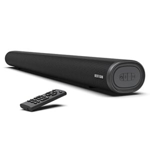 bestisan sound bar, 80 watts 33.5 inch sound bars for tv with bluetooth 5.0, 3 equalizer modes audio, bass adjustable, hdmi/optical/coaxial/aux/usb connection for home theater, gaming, pc, projectors