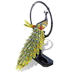 piececool 3d puzzles for adults, gorgeous peacock 3d metal model building kits, challenging brain teaser 3d puzzles diy assembling crafts kit creative gfits home decor
