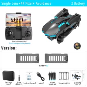 PUINGREN X6pro RC Drone With 4khd Dual Camera，Drone Altitude Hold Mode (optical Flow Location)Intelligent Obstacle Avoidance Remote Control Aircraft Toy (Single camera + 2 batter)