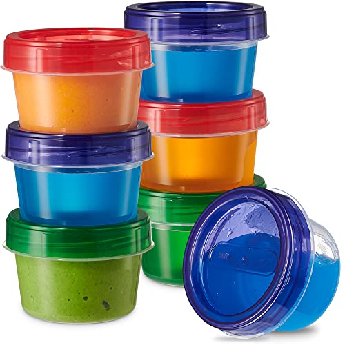 Elegant Disposables Baby Food Storage Containers 4 oz Food Storage Jars with Color Twist Lids Plastic Freezer Storage Pack of 24