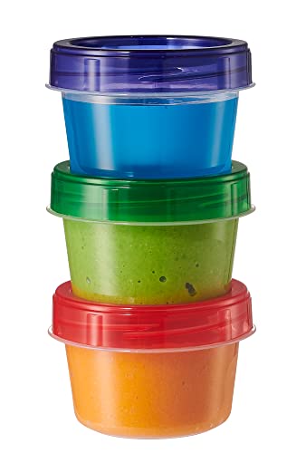 Elegant Disposables Baby Food Storage Containers 4 oz Food Storage Jars with Color Twist Lids Plastic Freezer Storage Pack of 24