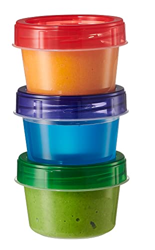 Elegant Disposables Baby Food Storage Containers 4 oz Food Storage Jars with Color Twist Lids Plastic Freezer Storage Pack of 24