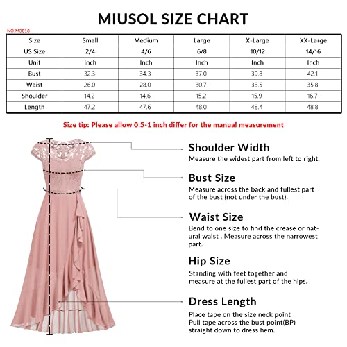 Miusol Women's V Neck Elegant Lace Ruffle Bridesmaid Maxi Dress (XX-Large, Gray)